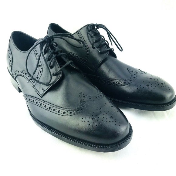 Cole Haan Wingtip Dress Shoes Mens 8.5 Black Lace